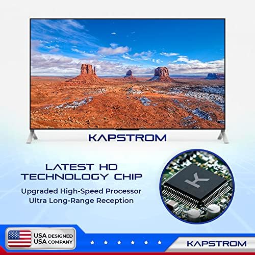 Kapstrom HDTV אנטנה שחורה מקורה [שחרור מוקדם 2023 ערכת שבבים] טווח ארוך 330 מיילים קבלת אותות; מגבר HI-Power